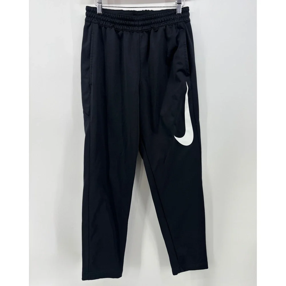 Nike Dri-Fit Pants Men's S Black Swoosh Tapered Training AT3260-010